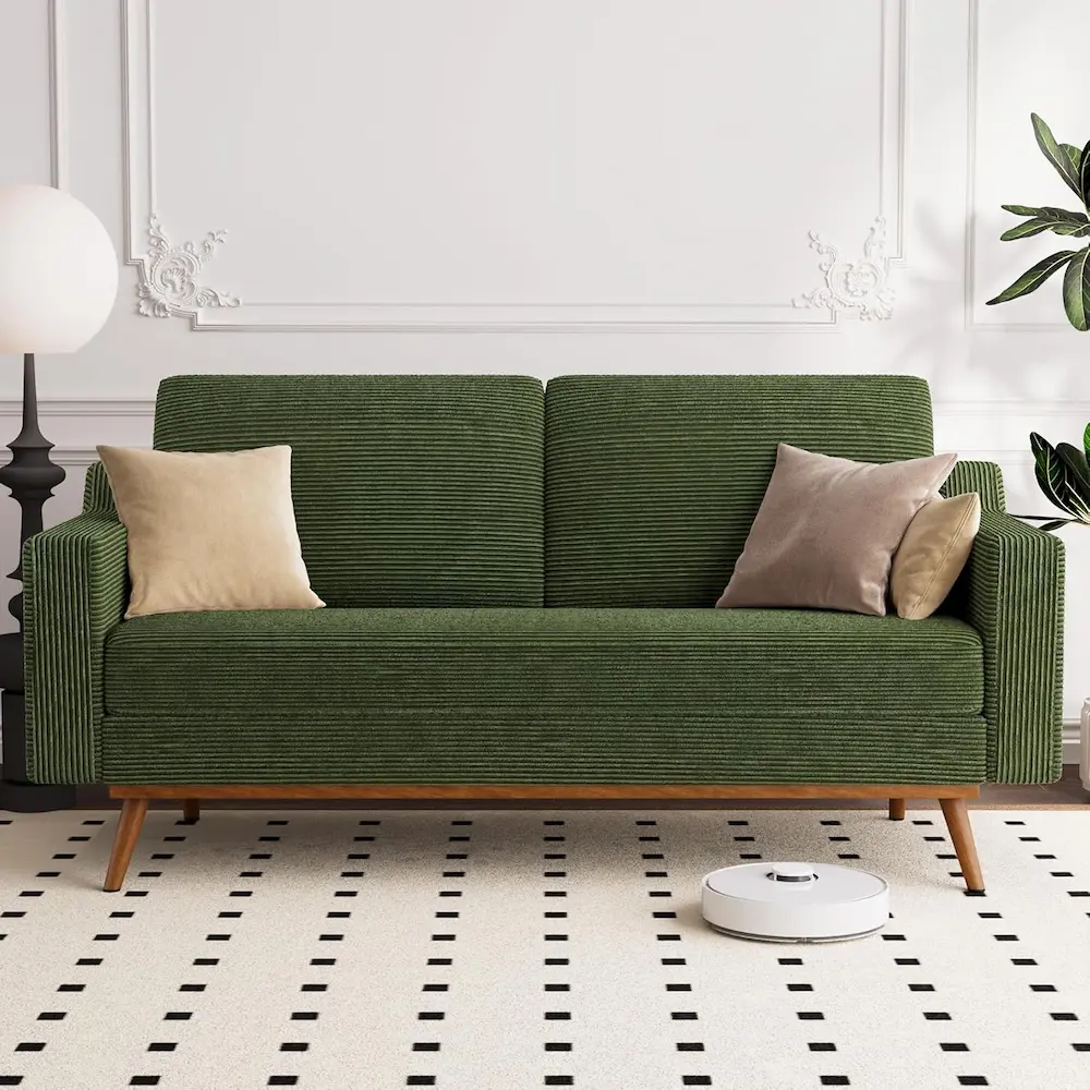 Vipbear 65.4 Loveseat Sofa Green Corduroy Couch